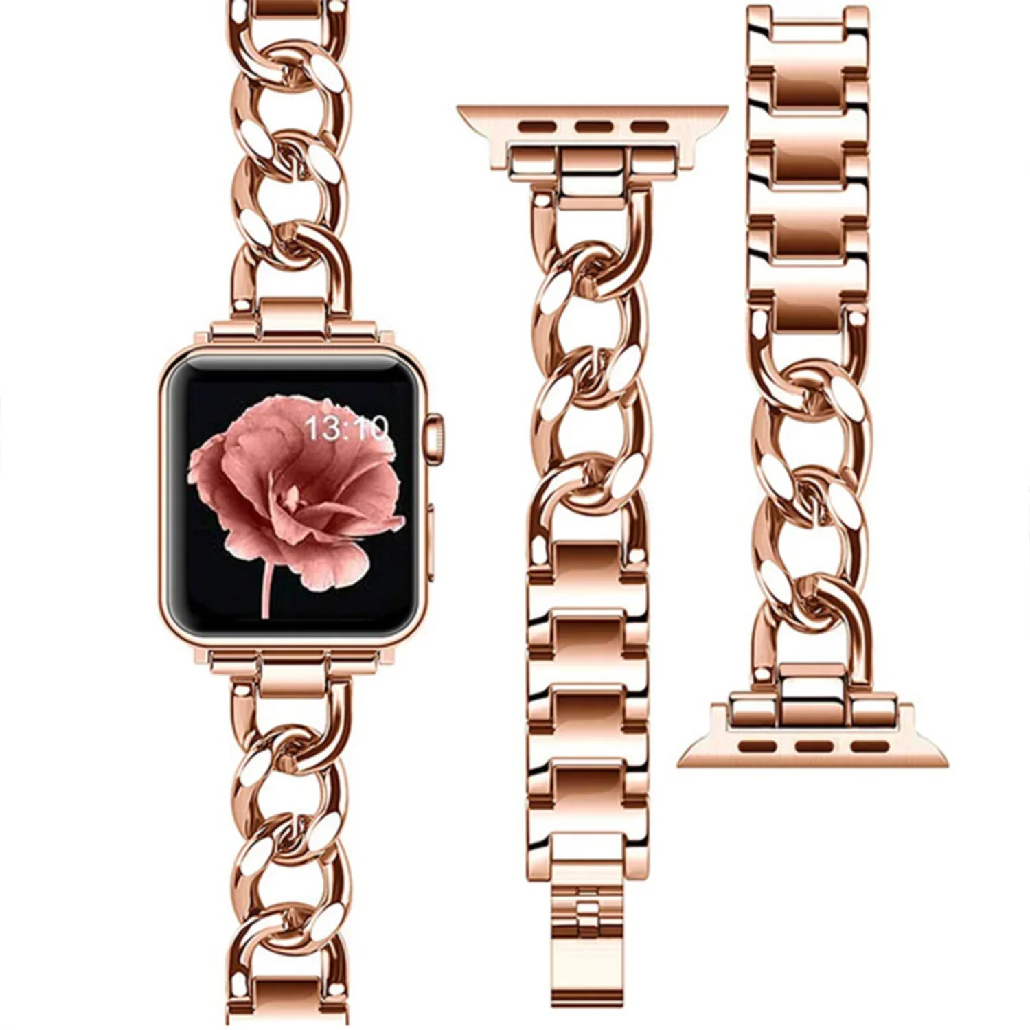 애플 워치 밴드용 쿠바 링크 스트랩, 스테인리스 스틸 금속 팔찌, iWatch 시리즈 울트라 8, 7, 6, 3 se, 40mm, 41mm, 38mm, 44mm, 49, 45, 42