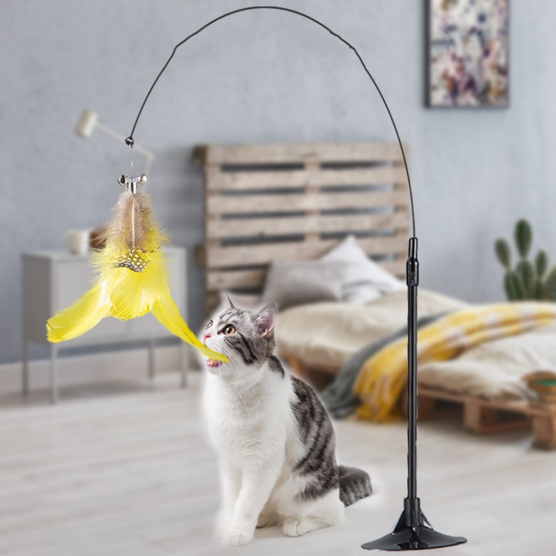 Cat Toy Funny Cat Toys Interactive Feather Toys for Cats Stick Steel Wire Cats Toy with Bell Self-hi Pet Teaser Pet Supplies