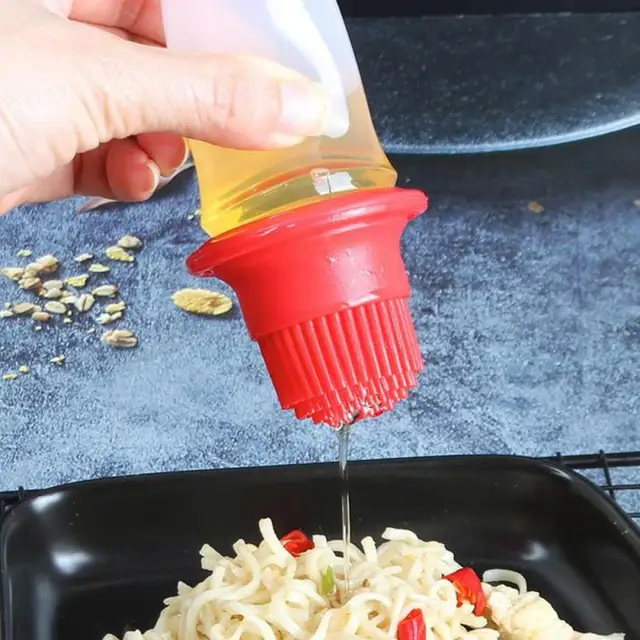 Multifunkciós Szilikon Olajpalack Védőfedelekkel Kényelmes Kettős Használatú Olajkefe Palack Étel Minőségű Grillkefe - Image 4