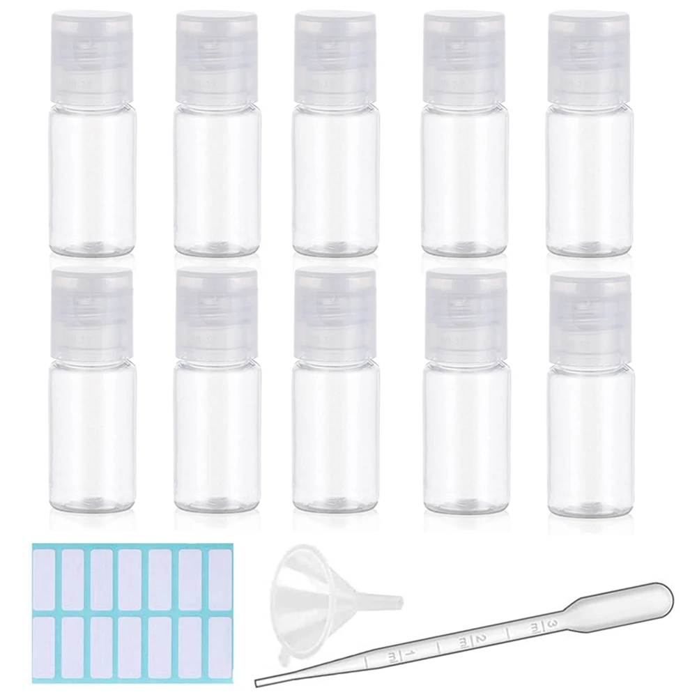 Clear Plastic Travel Bottles with Flip Cap – Portable Containers with Funnel and Labels