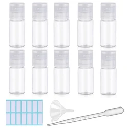 Clear Plastic Travel Bottles with Flip Cap - Portable Containers with Funnel and Labels (10ml clear 10pcs)