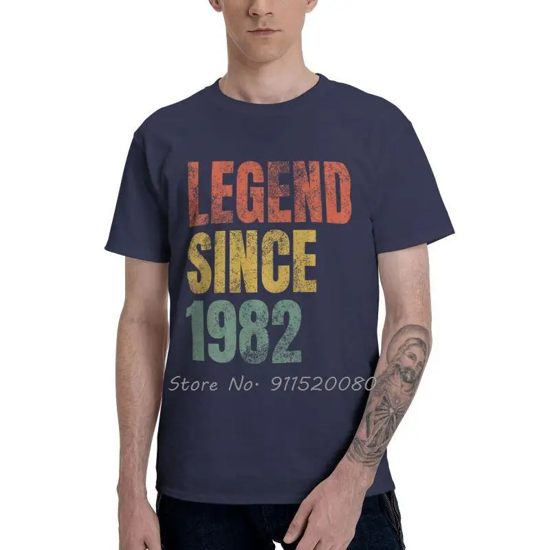 Herren Retro 39th Geburtstag Geschenk T-Shirt Neuheit Legende seit 1982 T-Shirt Cooles T-Shirt Homme Baumwolle T-Shirt Top Geschenk – Detail 7