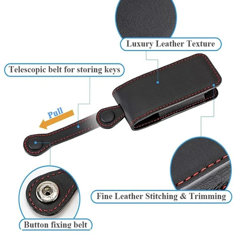 Premium Genuine Leather Car Key Case - Full Wrap Anti-Scratch Keychain Holder Car Accessory
