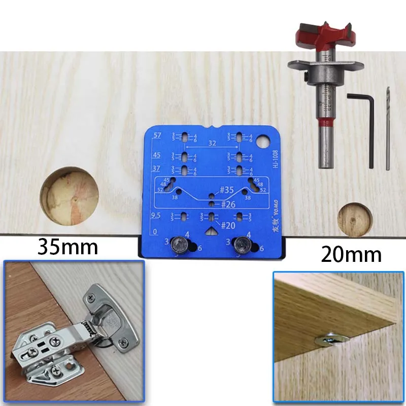 35mm Hinge Boring Jig 26mm Hinge Hole Drilling Guide Locator Drilling Jig Drill Bits Woodworking Door Hole Opener Cabinet