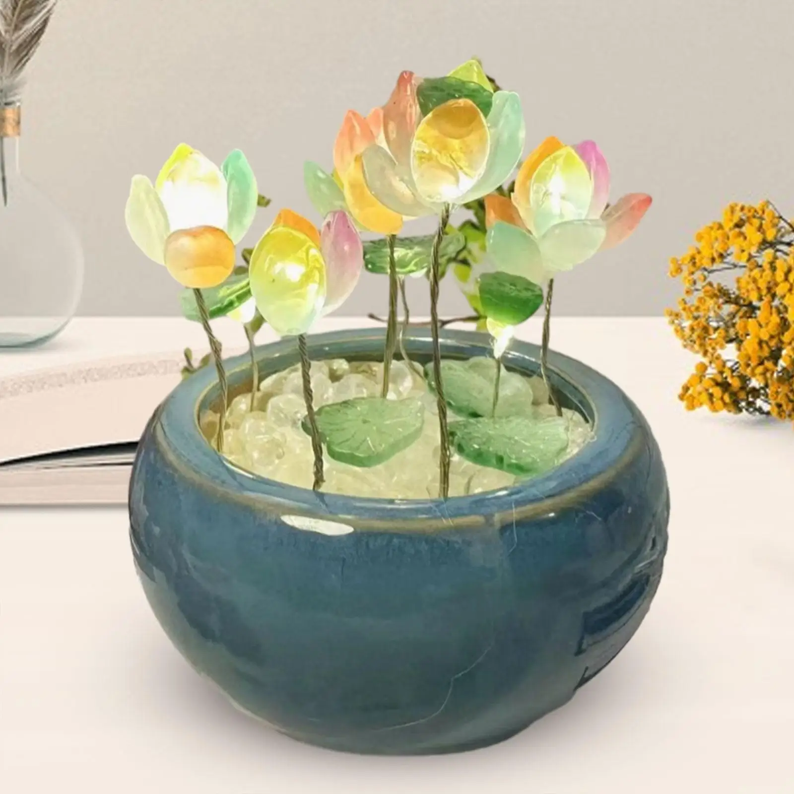 

DIY Lotus Night Light Material Kit NightStand Lamp Mini Lotus Pot Lamp
