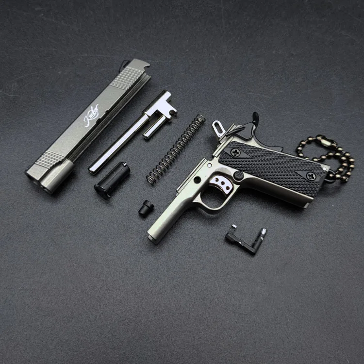 Csnoobs 1:3 Mini M1911 Alloy Pistol Fake Gun Keychain Pendant Detachable Toy Gun Model For PUBG Weapon Adult Kids Gift 6