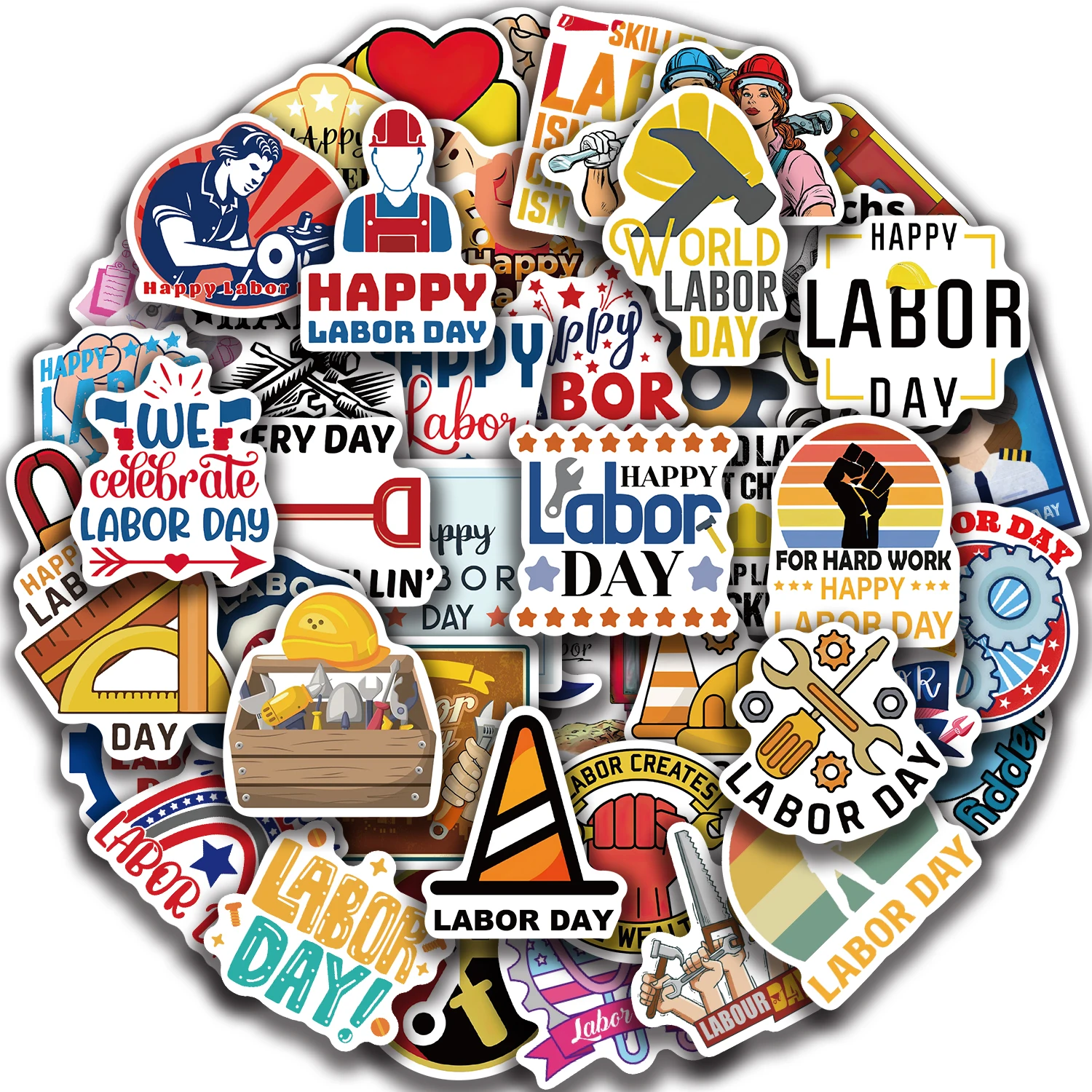 

50pcs Labor Stickers For Laptop Luggage Guitar Skateboard Bike Cars Motorcycle Helmet Sticker Vinyl Waterproof Graffiti Decals