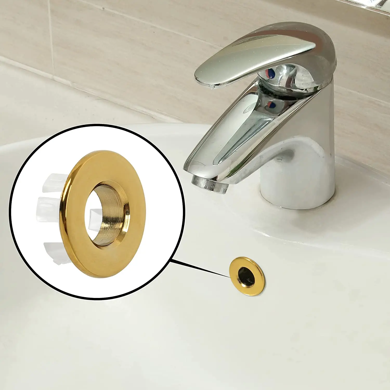 Anillo de inserción de agujero redondo para lavabo de baño, cubierta de  desbordamiento de plástico, embellecedor de fregadero de cocina - AliExpress