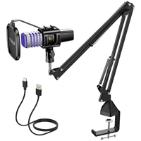USB Gaming Microphone, RGB Streaming Microfono Set, PC Podcast Recording Computer Mic, Discord, Twitch, Cardioid Condenser Mic