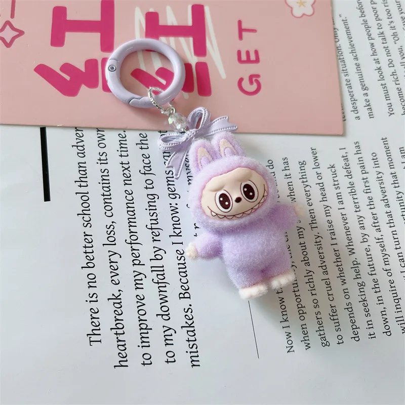 Labubu Keychain Doll Couple Keyring Kawaii Cartoon Creative Bowknot Mobile Phone Bag Pendant Charms Backpack Decoration Gifts plush keychain key chain bunny keychain balloon dog keychain backpack decoration plush doll plush toy