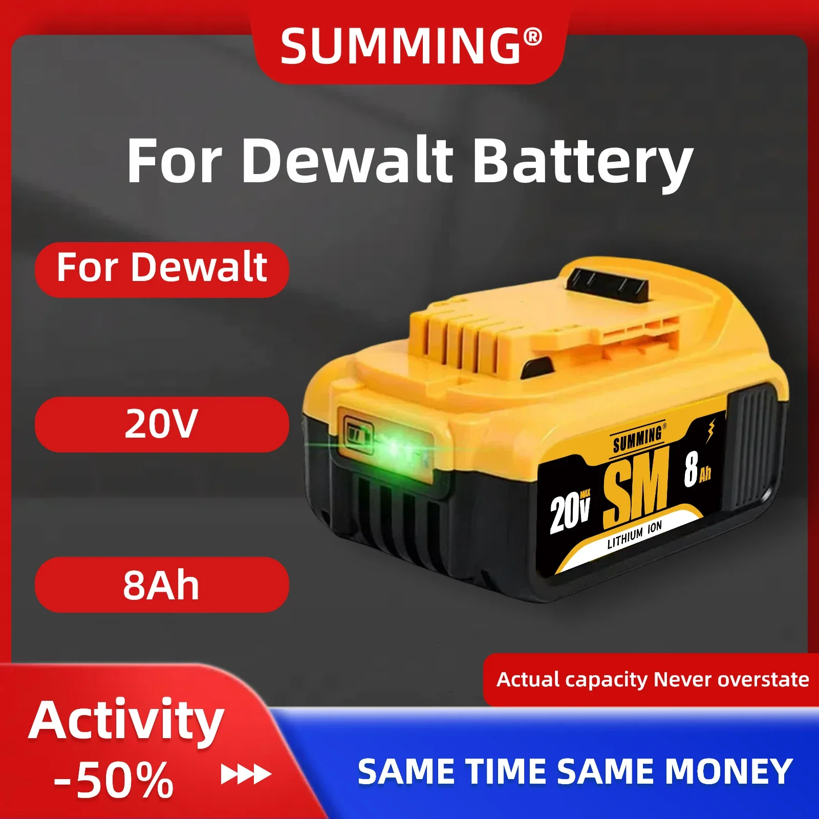 

Original Genuine 18V/20 Volt MAX 8.0Ah DCB200 Replacement Li-ion Battery for DeWalt DCB205 DCB201 DCB203 Power Tool Batteries