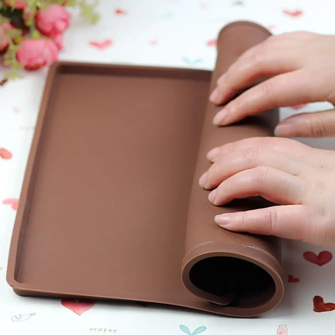 1pc-Silicone Baking Tray Large High Temperature Resistant Swiss Roll Cake Plate