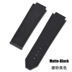 Multicolored Texture Matte Cowide Soft Waterproof Watchbands, 19x26mm - 19x26mm (Matte - Black)