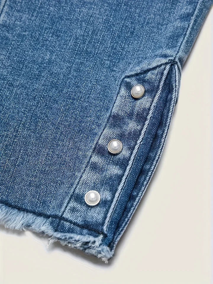 Womens Vintage Pearl Embellished Skinny Jeans