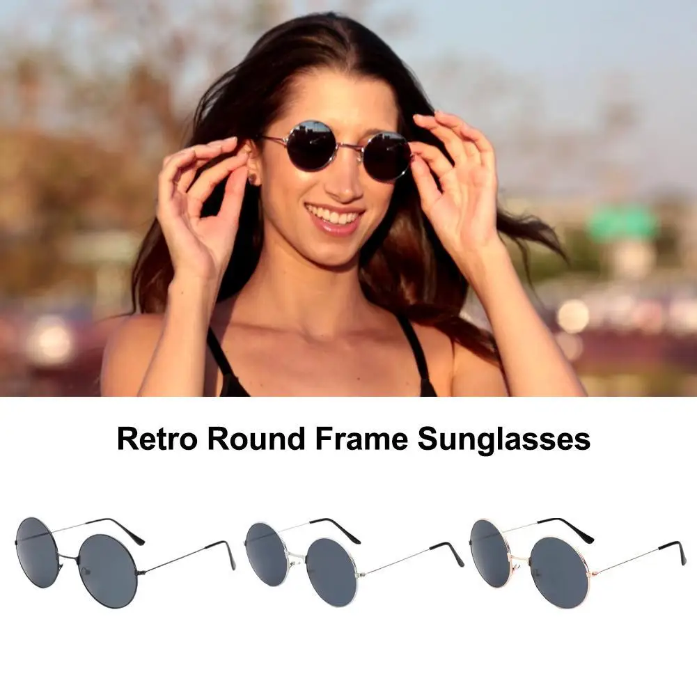 

Retro Round Frame Sunglasses UV Protection Fashion Eyewear Summer Outdoor Beach Sunglasses Korean Style For Men And Women
