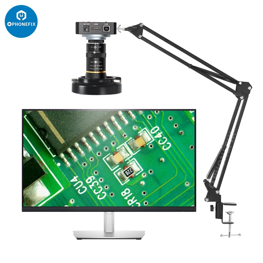 

Цифровой электронный видеомикроскоп 38MP USB HDMI совместимая камера + 8,0-50 мм F1.4 объектив видеонаблюдения светодиодсветодиодный круглая лампа консольная подставка