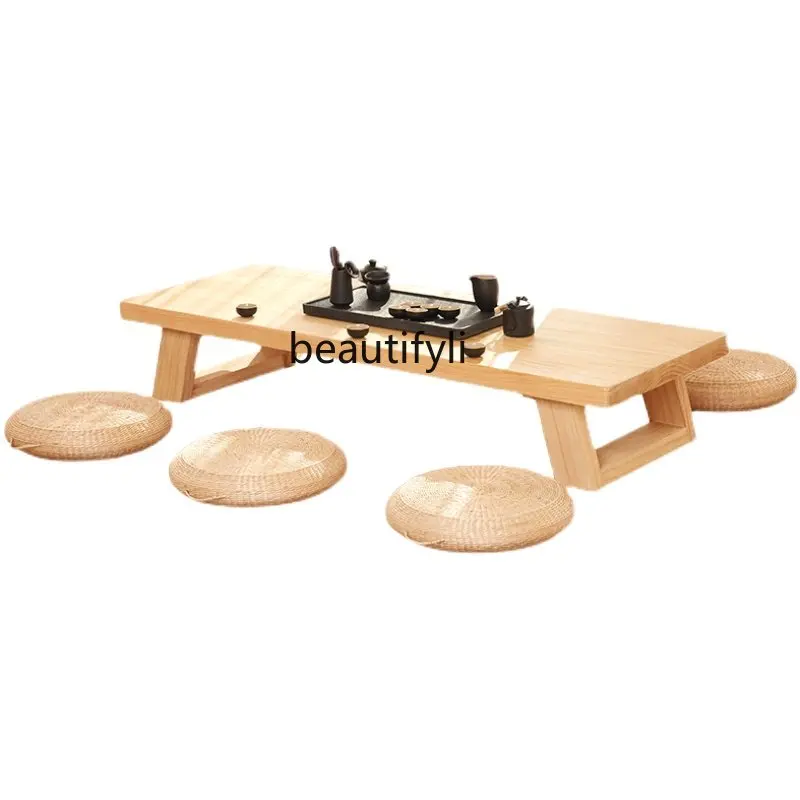 

Tatami Table-Chair Set Bay Window Small Coffee Table Solid Wood Kang Table New Chinese Tea Zen Low Table Japanese Tea Table