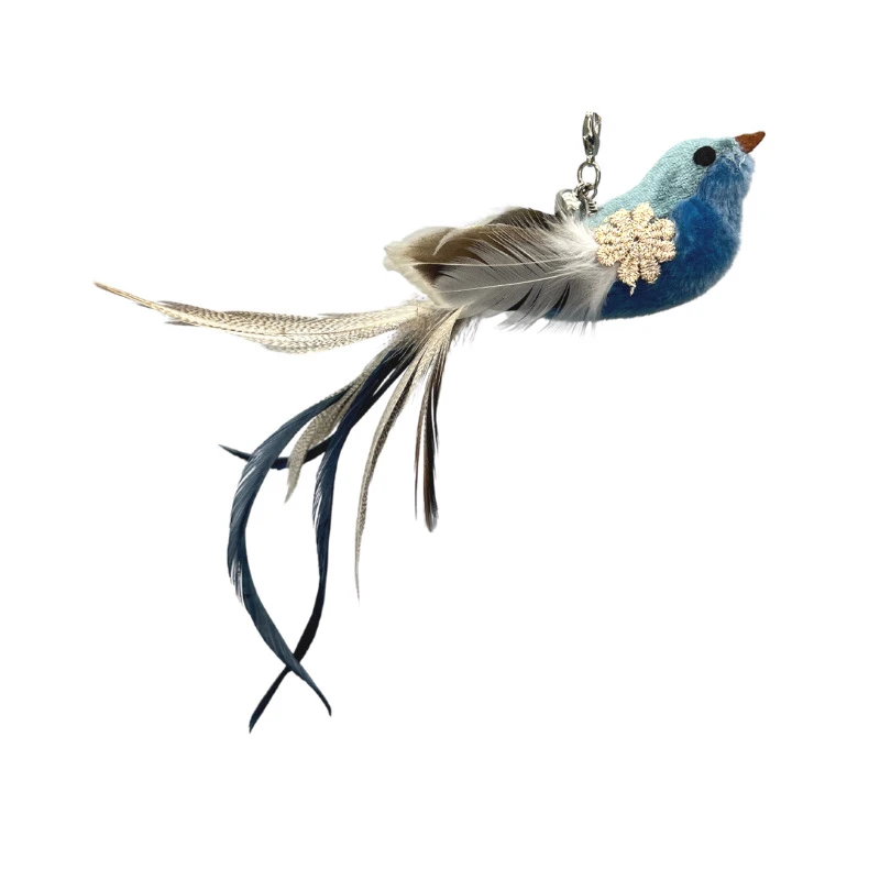 Simulation Bird Shape Interactive Funny Cat Stick Toy with Suction Cup Feather Bird Kitten Play Chase Exercise Cat Toy Supplies 