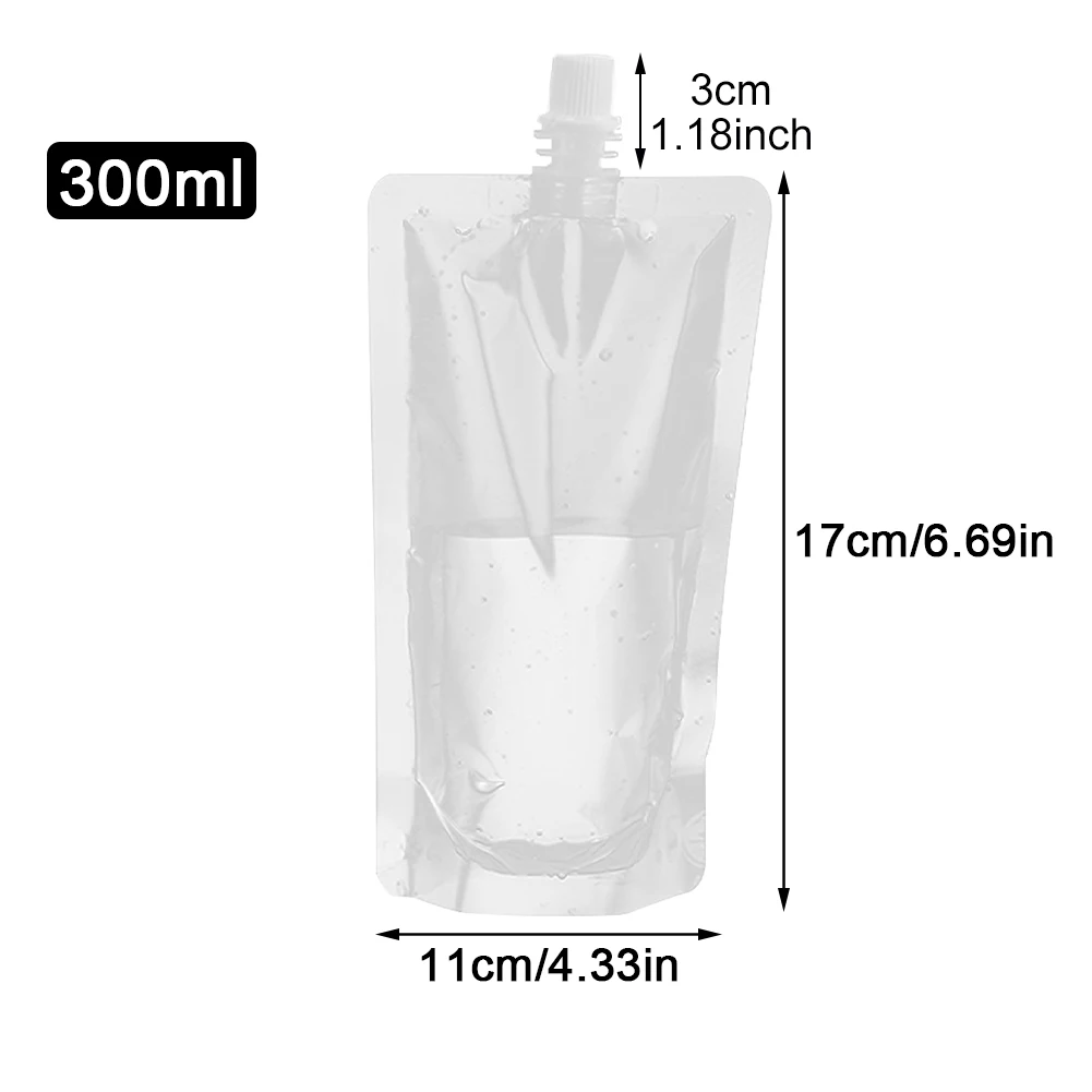 100 Pcs Packaging Bag Stand Up Coffee Drink Pouch Milk Transparent Beverage Liquid Juice Sealed with Nozzle Durable Disposable