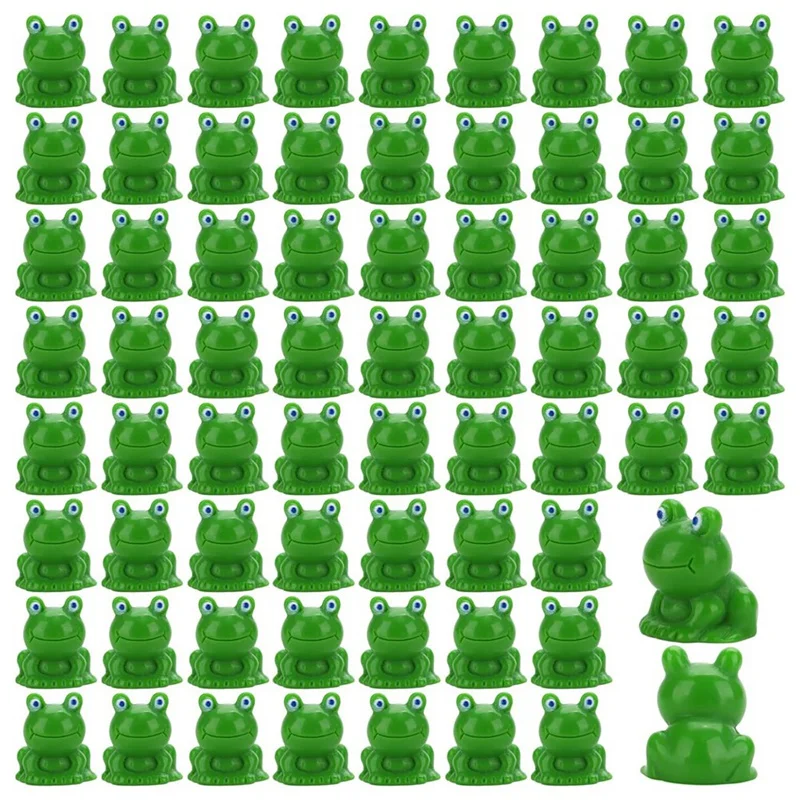 80Pcs Mini Frog Garden Decor Tiny Green Frog Resin Figurine Miniature Outdoor And Home Decor