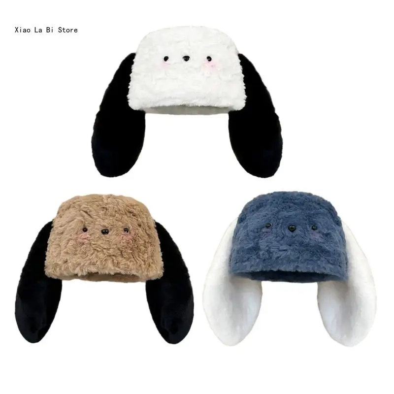 

Fashion Plush Dogs Ear Decor Bucket Hat for Woman Camping Travel Fisherman Hat XXFD