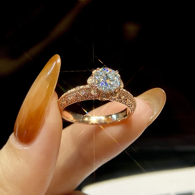 Elio Passero 1.5CT Flower Moissanite Engagement Rings For Women. Women's 925 Sterling Silver Big Flower Shaped Engagement Moissanite Ring, Brilliant Wedding Bands Moissanite Halo Rings Size 6