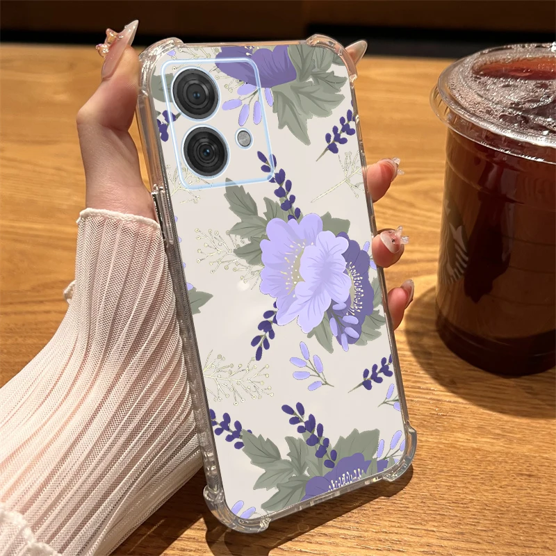 Elegant Flower Transparent Phone Case - Edge Series Compatibility