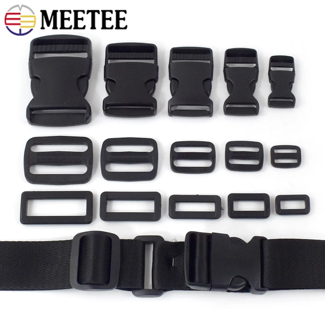 10Pcs 15-50mm Black Plastic Release Buckle Backpack Strap Belt Tri