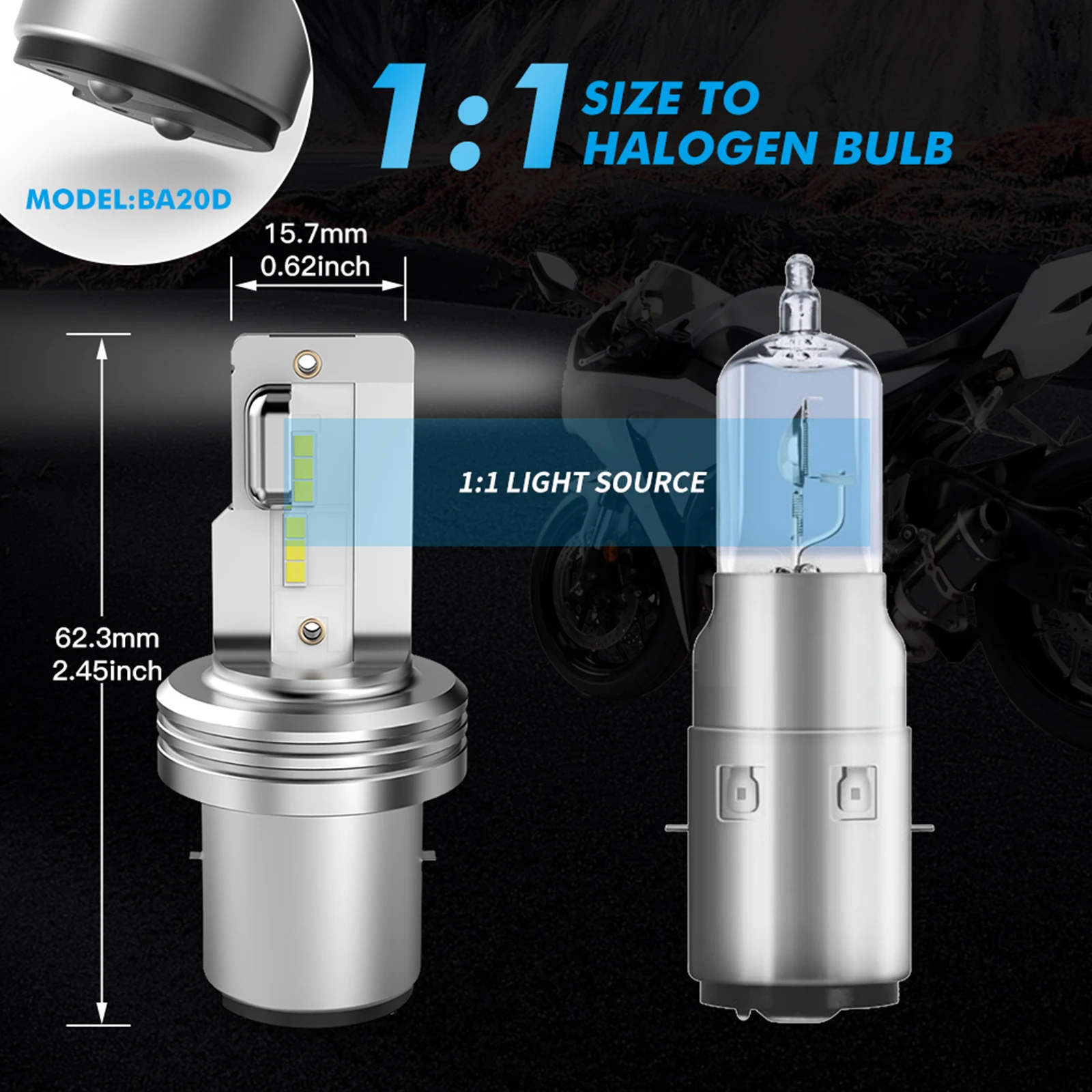 Motorcycle Headlight Motorcycle LED Lights LED Motorcycle Lights LED Lights BEVINSEE BA20D LED Motorcycle Headlight 12V 3000LM H6 LED Light Bulbs Plug and Play Fanless Wireless Moto Headlamp Replacement
