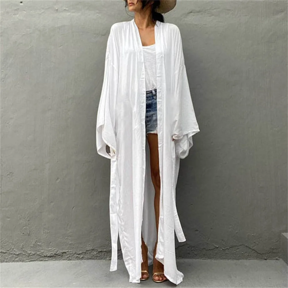 bathing suit dress cover ups Summer Lady Beach Cover Up Sexy Bikini 2022 Cotton Long Dress For Women Solid Beach Dress Women Bathing Suit Beach Tunic Kaftan bikini cover up set