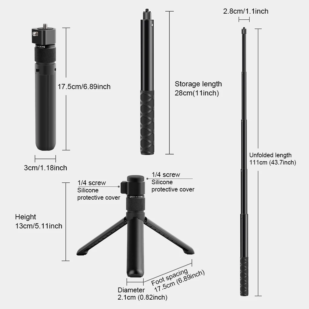 라이브 스트리밍 스포츠 카메라 셀카봉, 여행용 휴대용 핸드헬드 모노포드 삼각대, 사진 교체, Insta360 One R