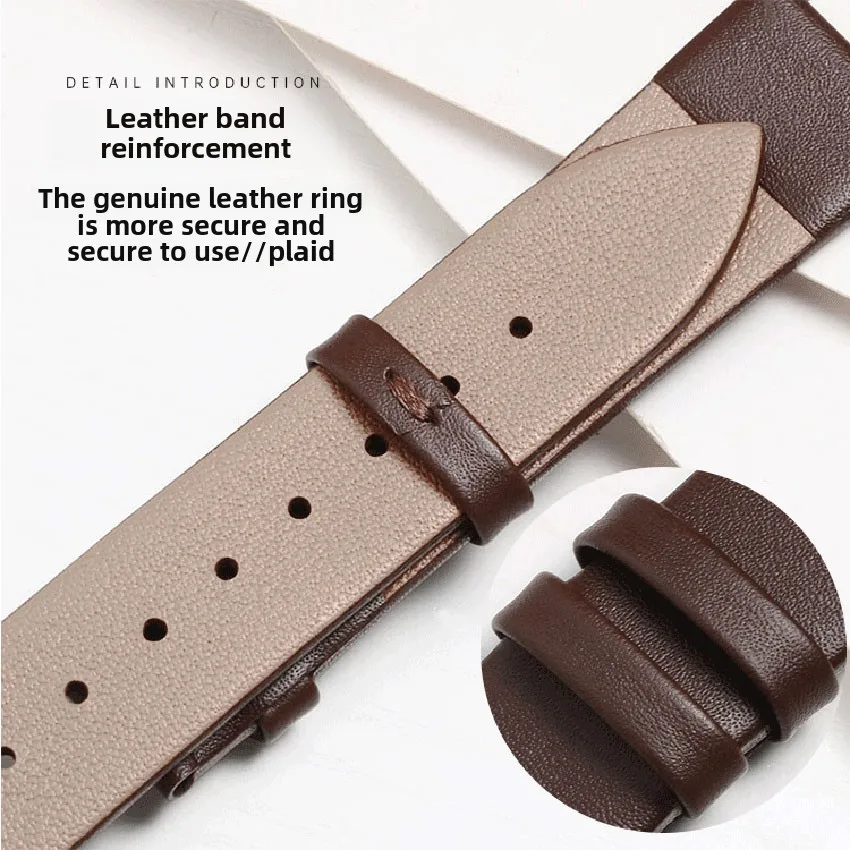 Elegant Calf Leather Watch Strap with Silver Buckle