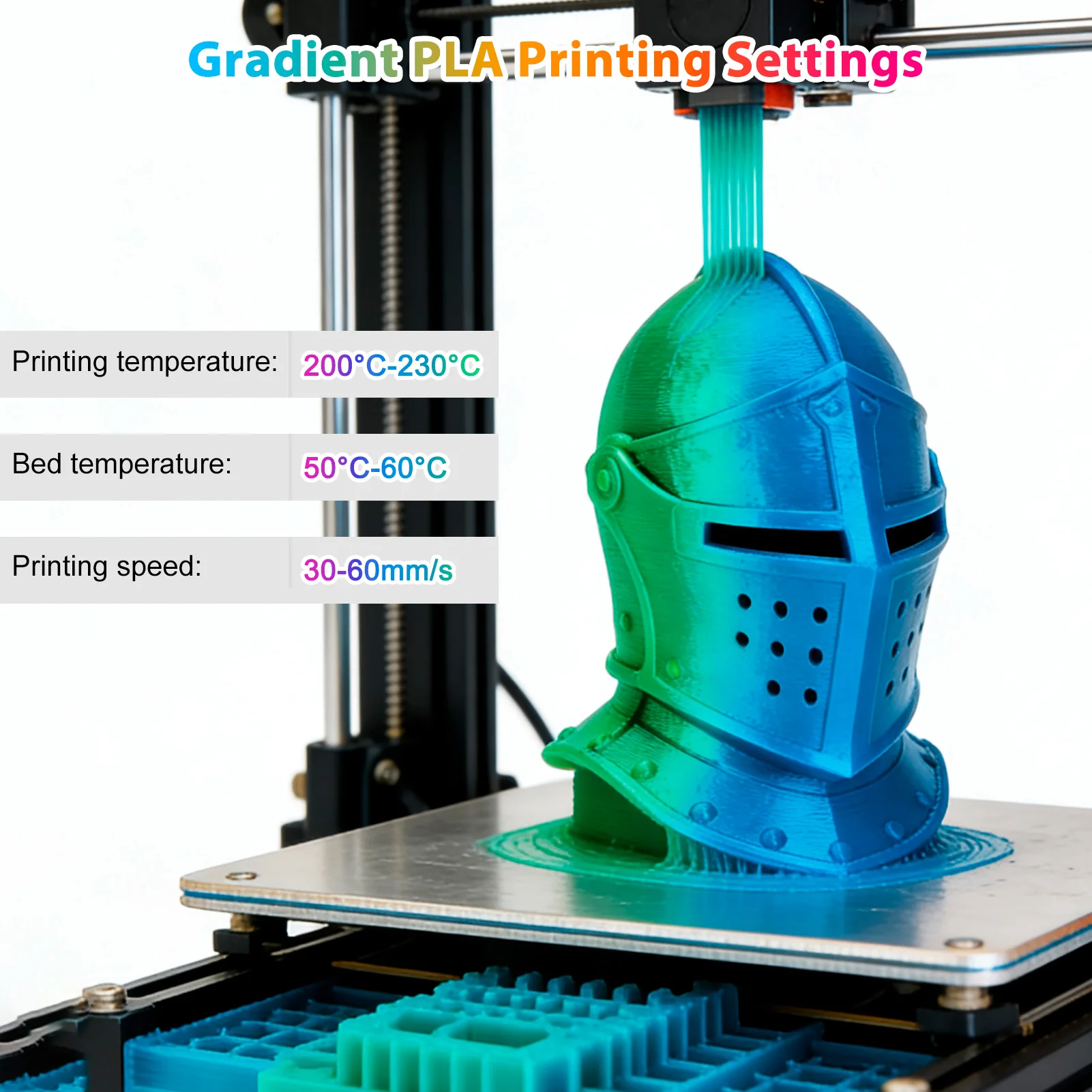 다색 3D 프린터 필라멘트, 듀얼/트리 컬러 1.75mm PLA 실크 광택 인쇄 필라멘트, 250g(0.55lbs) 대부분의 FDM 3D 프린터에 호환 가능