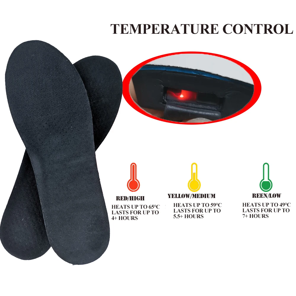 Rechargeable Heated Insole Heated Shoe Inserts with Remote Control Switch Wireless Foot Warmer for Hunting Fishing Hiking Unisex
