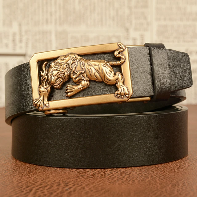 Genuine Leather Men Belt Designer Dragon V Buckle Cowboy Luxury Belts for  Men