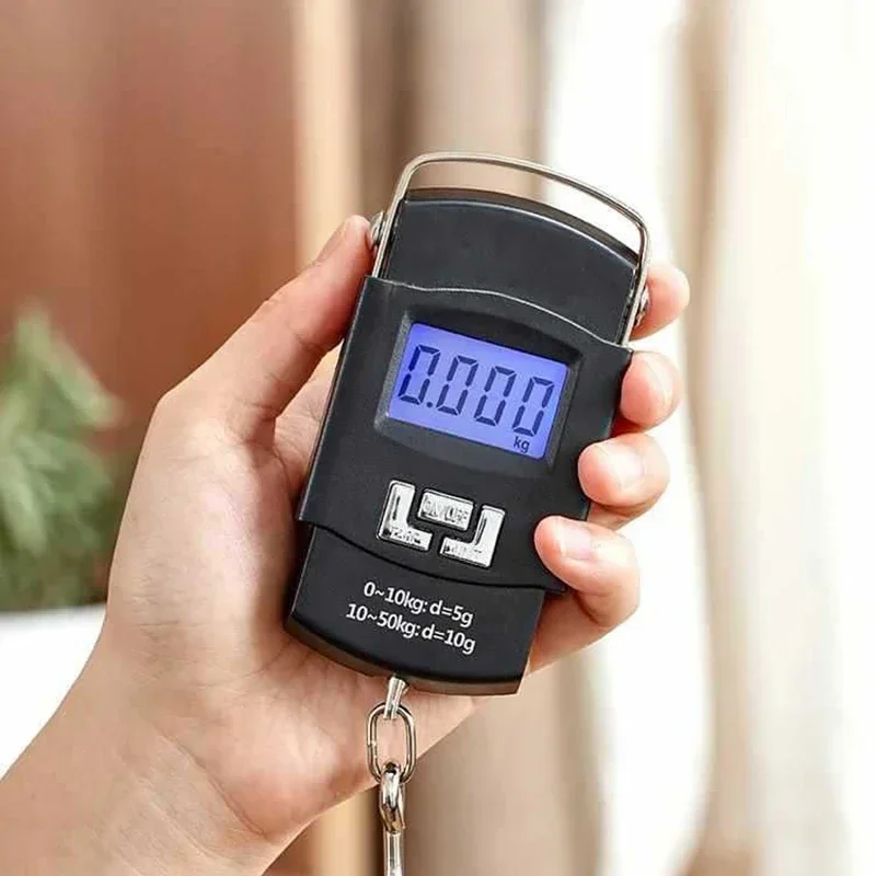 Black 50kg Portable Luggage Scale LCD Digital Display