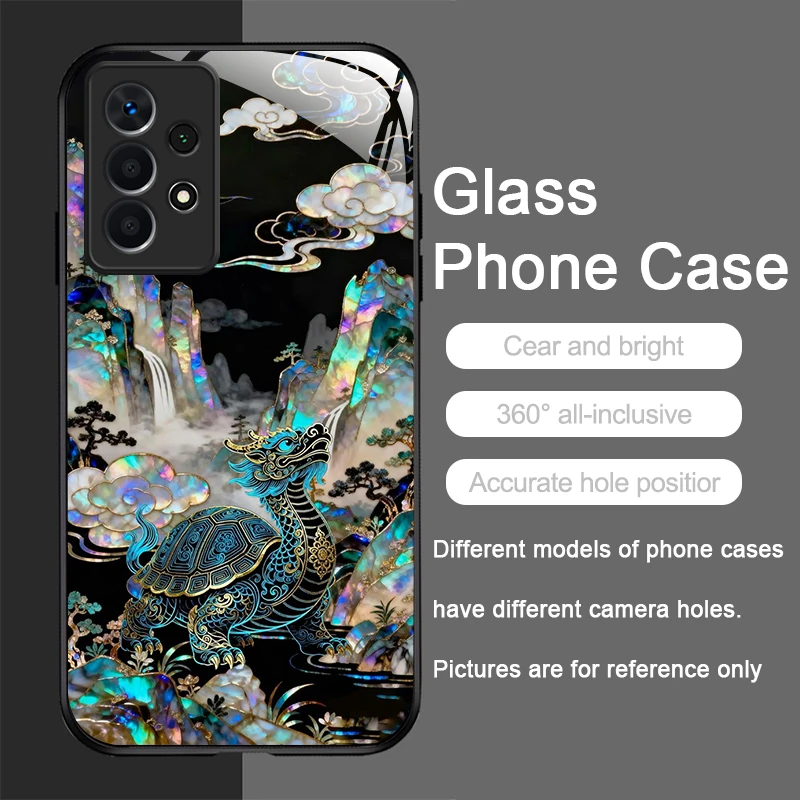 Stylish Dragon Leopard Marble Texture Tempered Glass Phone Case