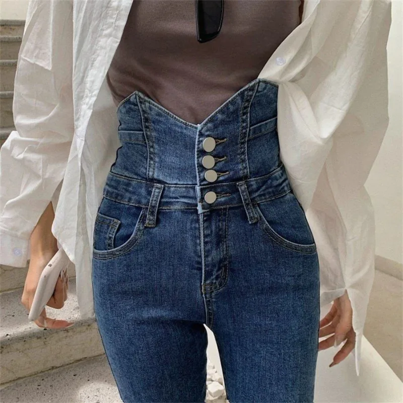 Stretch Vaqueros Super High Waist Women Ankle-length Pencil Jeans Korean Casual Skinny Denim Pants New Streetwear Kot Pantalones