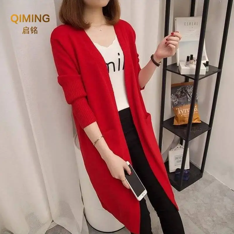 Dames Elegante Solide Open Voorkant Lange Mouwen Cardigan Lichtgewicht Gebreide Losse Vesten(XXL, Roze