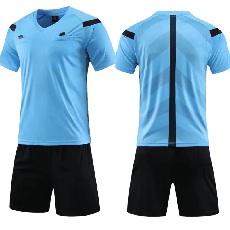 Professional Referee Soccer Jersey Set Adult V-neck Football Uniform Short Sleeve Match Judge Shirt 3 Pockets Shorts football uniform,sports uniform sets