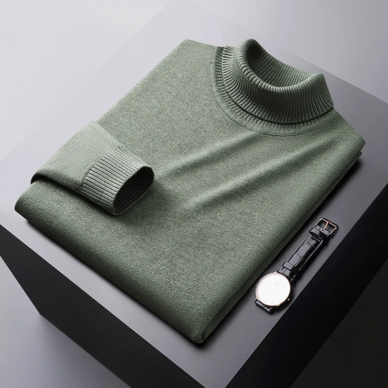 Winter thermal turtleneck sweater men's elastic cold-resistant clothes fashionable simple casual pure color all-matching sweater 4