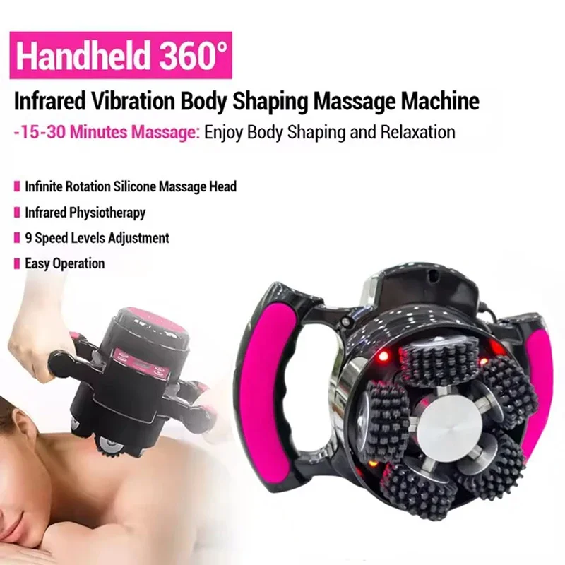 New Handheld Fitness Inner Roller 360 Vibrating Massager Cellulite Reduce Muscle Relax Butt Lift Body Shapping Slimming Machine