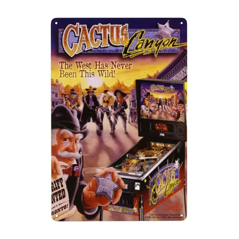 Bally Cactus Canyon 1999 Original Nos Flipper Arcade Game Flipper Machine Flyer Metal Tin Sign Poster Wall Platform Artist Home