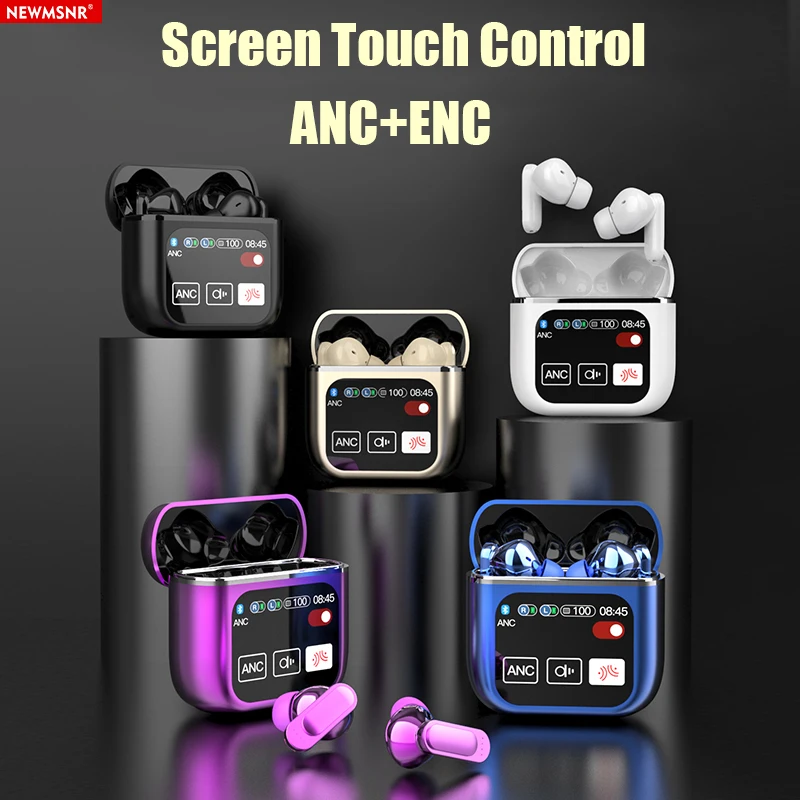 LED 터치 스크린 블루투스 5.4 인이어 이어폰, ANC ENC 소음 감소 헤드셋, 하이파이 사운드 이어버드, 스포츠 방수 헤드폰