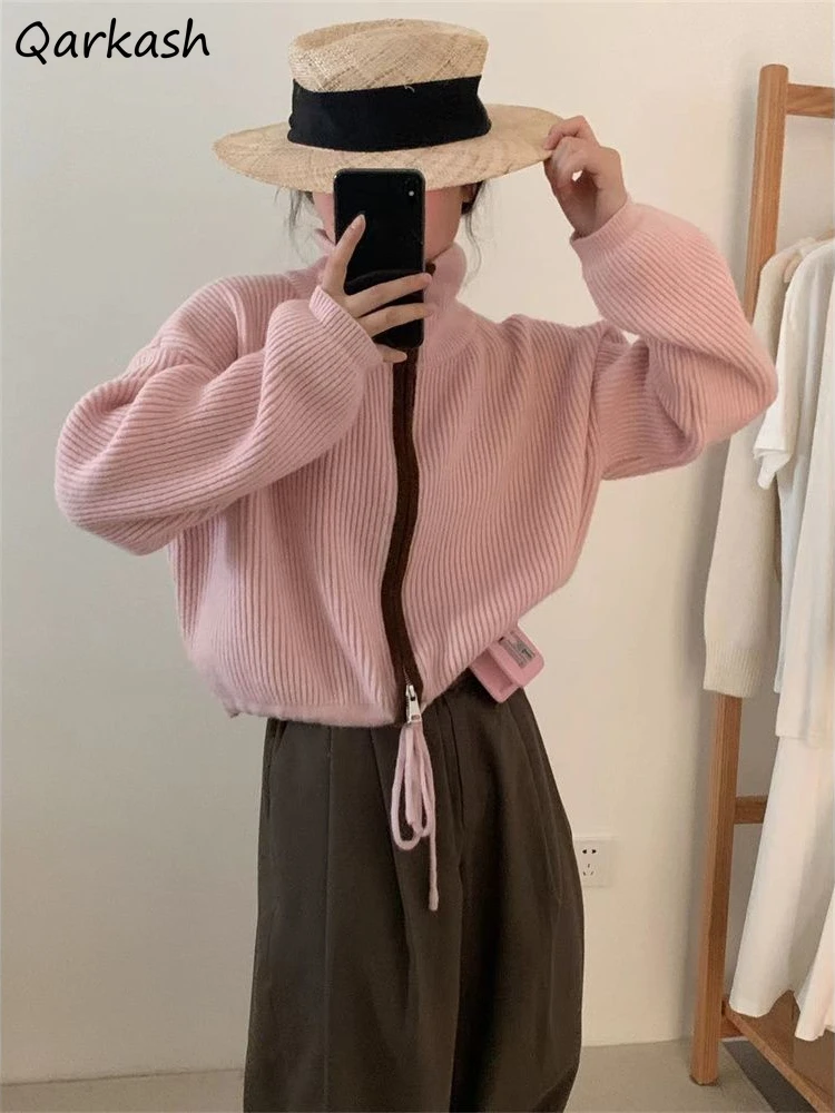 

Chic Double Zippers Spliced Knitted Cardigan Women Fashion Young Patchwork Lace-up Tops Girls Loose Causal All-match Bestie Ins