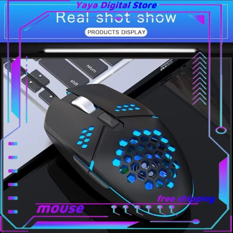 Electronic Sports Games Wired Optical Mouse 6 Buttons 8000dpi Lightweight Design Rgb Lighting Fan Cooling Business Office Game