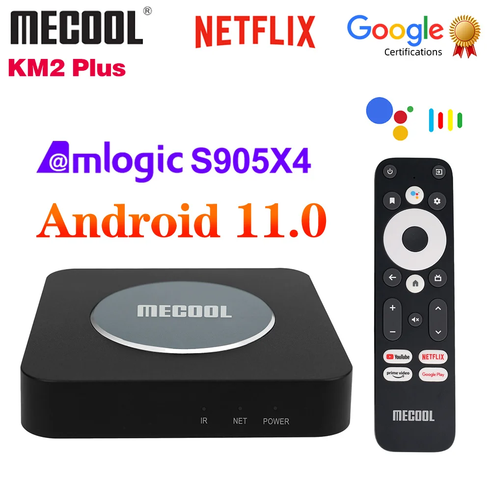 Google Netflix Certified Mecool KM2 Plus 4K ATV Box with Amlogic S905X4 Android 11 TV Box 2GB 16GB Support 4K USB3.0 SPDIF BT5.0