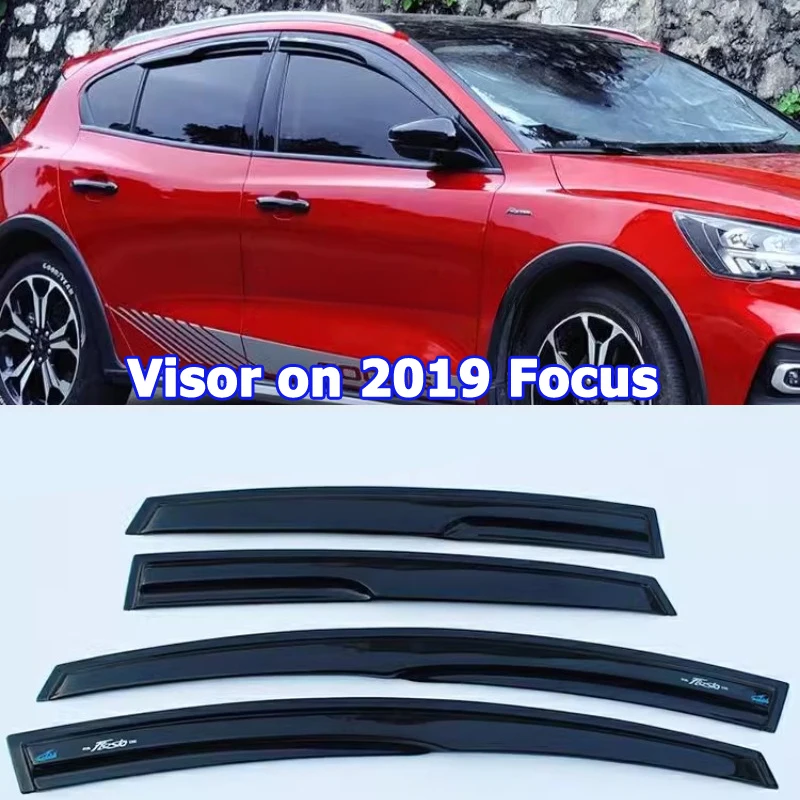 

Козырек на окно Mugen для хэтчбека Ford Focus 2012-2018 19-23, 3D навесы, укрытия, вентиляционные оттенки, отражатель от солнца и дождя