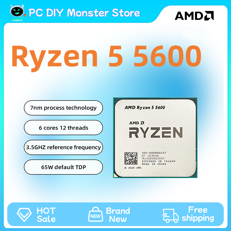 NEW AMD Ryzen 5 5600 R5 5600 3.5 GHz 6-Core 12-Thread CPU Processor 7NM L3=32M 100-000000927 Socket AM4 Graphics Chips Processor