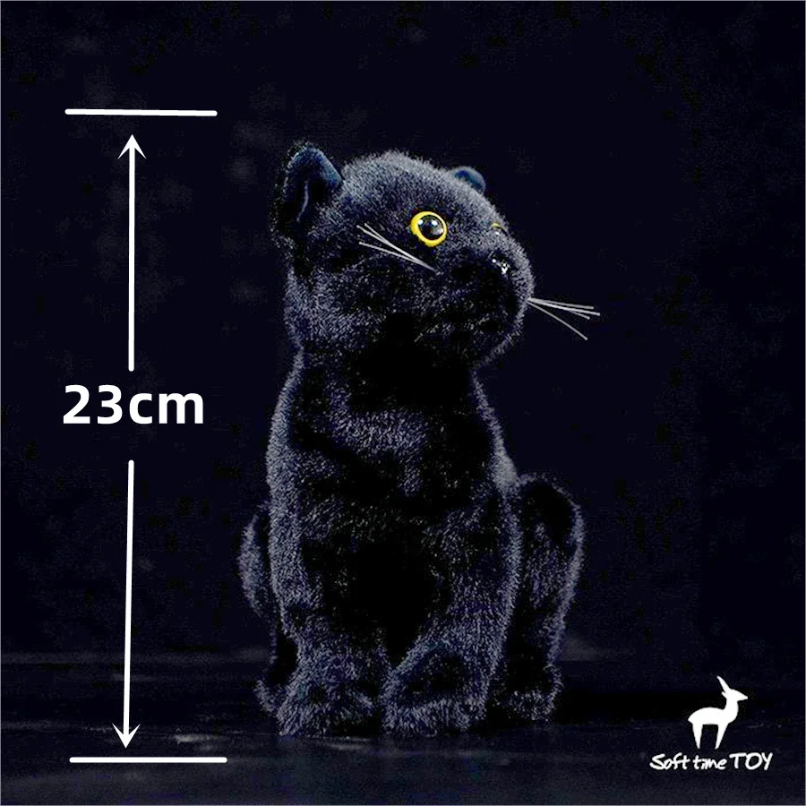 Black Cat High Fidelity Anime Cute Plushie Black Panther Plush Toys Lifelike Animals Simulation Stuffed Doll Kawai Toy Gifts Kid 2